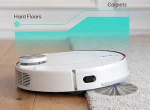 Eufy RoboVac L70 Hybrid плавно переходит с твердого пола на ковер, увеличивая мощность всасывания.